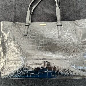 DESIGNER KATE SPADE Elegant Black Crocodile-Embossed Tote Bag